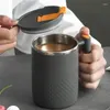 Tasses Tasse à café en acier inoxydable de 450ml avec poignée de couvercle, gobelet à double paroi, verres résistants à la chaleur pour la maison