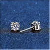 Stud Real Moissanite Earrings 14K White Gold Plated Sterling Sier 4 Prong Diamond Earring For Women Men Ear 1Ct 2Ct 4Ctstudstudstud D Otjcy