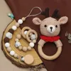 DIY Tığ Elephant Bebek Teether BPA Ücretsiz Silikon Boncuk Diş çıkarma Bilezik Bebek Emzik Klipsi Kemirgenler Ahşap Bebek Çırpma Oyuncakları 240325