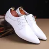 Dress Shoes Size 37-48 Patent Leather Men Derby White Office Designer Wedding Formal For Wine Red Blue Black