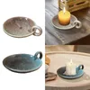 Candle Holders Ceramic Plate With Handle Holder Candlestick Centerpiece For Christmas Party Festival Mantle Home Dining Room