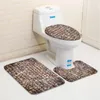 Badmattor Sten badrumsmatta set retro stenar vägggröna blad blad lågt högminne flanell matta toalett täcke u-formad matta