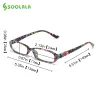 Clips Soolala 8pcs Großhandel rechteckige gedruckte Lesebrille Federscharnier Womens Herren Günstige Lesebrille mit Gehäuse +1,0 bis 4.0