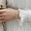 Ashiqi natürliches Süßwasserperlenarmband 925 Sterling Silber Perlenschmuck für Frauen 240319