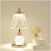 Table Lamps Crystal Lamp Modern Decora Art Metal Base Touch Dimming Indoor Lighting Girl Bedroom Light Fixture Home Decor Luxury Drop Dhpqh