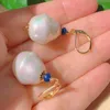 Dangle Earrings Fashion White Irregular Pearl Lapis Lazuli Beads Gold Stud Crystal Chandelier Clip-on Silver Office Ear Cuff Bohemian