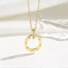 Collar para mujer, joyería de amor, colgante de oro, anillo doble, joyería de acero inoxidable, anillos entrelazados ovalados de moda, collares de cadena clavicular, gifs de diseñador