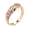 2PCS Wedding Rings JULYDREAM Sparkling Purple Zircon Rings Luxury 585 Gold Color Personality Party French Jewelry for Women Unusual Accessories