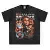 21 Savage Printed Short Sleeved American Hip-Hop High Street غسلت العلامة التجارية العصرية القديم القديم