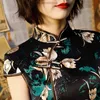 Momen Vintage Black Cheongsam Plord Женщина Традиционные китайские платья Классические костюмы косо