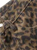 Y2K Leopard Print Jean High Tartle w stylu koreańskim szerokim nogi dżinsowe spodnie streetwear workowate retro moda Y2K dżinsy 240403