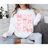 Con cappuccio femminile coquette fiocchi di fiocco rosa y2k donne simpatiche nastro estetico topbon ballerina trendy crewneck kawaii ragazze amiche valentine