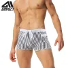 Swimwear Men's DrawString Swimsuit Stripe Shorts basse taille sexy Swimwear Beach Shorts Fashion Trend Zipper Pocket Aimpact