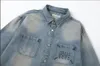 Herren Casual Denim Shirt Margiela Designer Buchstabe besticktes Logo Lose übergroß