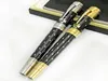 Yamalang Limited Edition Elizabeth Roller Ball Pens Black and Golden Silver Engrave Fountain med Diamond Inlay Cap5014005