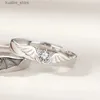 Clusterringen Luxe Crystal Angel Demon paar ringen voor vrouwen mannen romantische mode vleugels ontwerp verstelbare verlovingsring bruiloft sieraden L240402