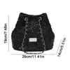 Drawstring Women Small Shoulder Bags Lightweight Chain Decor Mini Purse Fashion Bling Adjustable Straps Bucket Bag Phone