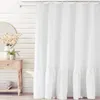 Shower Curtains Ruffle Dormitory Large Easy Installation Daily Home Use Durable Farmhouse Curtain Shabby Chic Bathroom Decor Romantic