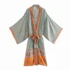 22 Sd9296 Spring/Summer New European Station Cotton Positioning Printing Belt And Kimono Coat