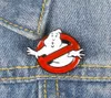 Broche en émail Ghostbusters, broche en Denim fantôme blanc, signe d'interdiction rouge, Badge à revers, humoristique intéressant, drôle, bijoux 8469000