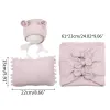 Newborn Baby Photography Props Bonnet Hat Bow Wrap Stretch Fabric Blanket and Posing Pillow Photo Shoot Prop Milestone Photo