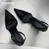 Dress Shoes Fashion Silver Women Pumps Sandals Sexy Pointed Toe Slingback Wedding Party High Heels Mules Zapatos De Mujer H240403329P