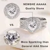 Anelli a grappolo Newshe genuino 925 sterling sterling heart a forma di gioielli fedi nuziali anelli per donne aaaaa zircone cubico l240402