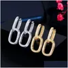 Fascifica Orecchini ovali ovali Bianco di rame AAA Cubic Zirconia Earring Designer per donne 18k Gold 925 Sterling Sier Post Jewelry Bride DHN6V
