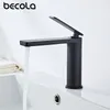 Rubinetti del lavandino del bagno Becola Black Basin Faucet a leva singola e miscelatore di acqua in ottone freddo Tocca alte/corta