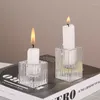 Candle Holders Creative Pillar Glass Candlestick Desktop Decoration Dinner Cup Striped Transparent Home Restaurant Ornaments