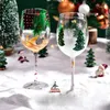 Verres à vin thème de Noël Gobelet Verre Cocktail peint à la main Coupes Champagne Coupés résistants à la chaleur