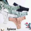 Panties pour femmes 3 pièces Coton Sexy Womens Underwear Womens Underwear Low Waited Color Couleur Shorts noirs en dentelle invisible T-STL2404