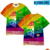 Męskie koszulki męskie koszulki LGBT Rainbow 3D Koszulka z krótkim rękawem Mężczyźni i kobiety LGBTQ Odzież Casual Fashion Print Tops Drop dhaya