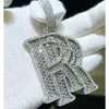 Yu Ying Hip Hop Bijoux Mentirie Iced Out Pendant Custom Letter Pendant 925 Sterling Silver VVS Moisanite Diamond Numéro Nom Pendant