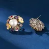 Bonnes de cluster Nouvelles ventes à chaud exquise exquise perle vintage incragée et cristal en deux couleurs électrolitées en or et boucles d'oreilles et anneau L240402