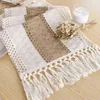 Table Cloth Cotton And Linen Splicing With Knotted Tassels Flag Holiday Wedding Decoration Easy Install