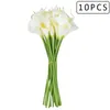 Flores decorativas 1/10pcs brancos brancos falsos calla lily decoração de casa caseiro buquê de buquê de mesa de flor Vaso de flores Arranjo