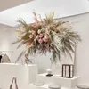 Dekoratif çiçekler retro renk doğal kurutulmuş pu fan yaprağı yapay çiçek sıra düzenleme açık düğün kemer zemin duvar dekor asılı