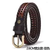 Bälten 2024 Lovers Belt Cowhide Women Hand Woven Män Retro Breattable Needle Buckle Trouser Fashion Brand High Quality Black Brown