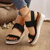 Sandals Fashionable lightweight wedge-shaped womens shoes pure black shoelaces anti slip and wear-resistant soft soled womens shoes J240402