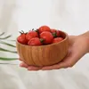 Bowls Tableware Flat Wooden Bowl Baby Vegetable Container Salad Kitchen Supplies