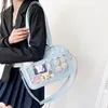 Japanese Kawaii Shoulder Bag For Women PU Leather Itabag Transparent JK Tote Handbags Preppy ita bag Crossbody 240326