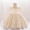 Vestidos de flores para bebés de moda para niños Tulla impresa princesa ropa pequeña Bautismo de cumpleaños de cumpleaños traje de verano 12m 240322