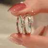 2PCS Wedding Rings New Trendy Luxury Couple Rings for Women Men Dazzling Square Zirconia Delicate Ring Wedding Valentines Day Romantic Jewelry