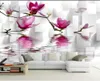 Papéis de parede 3D Papel de parede estereoscópico Magnolia Flowers Flowers Murais para sala de estar