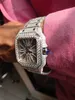 Round Moissanite Diamond Skull Regardez pour hommes entièrement glacés sur Bling Watch Skelton Wrist Watch for Men