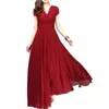 Casual Dresses Women Dress Plus Size Solid Color Party Gown V Neck Short Sleeve Slim Fit Maxi