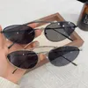 Lunettes de soleil Small Metal Frame Cat Eye for Women Fashion Brand Sexy Triangle Triangle 2024 Vintage Silver Eyewear Luxury