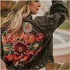 Damenjacken jsxdhk Streetwear Blumensticke Denim Jacke Vintage Frauen Frühling Herbst Drehen Sie Kragen losen lässiger Cowboy Dhwwk