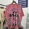 Summer Hell Star Flame Letter Creative Fun Human X-ray Small Intestine Cross Clip Printed Retro Short sleeved T-shirt